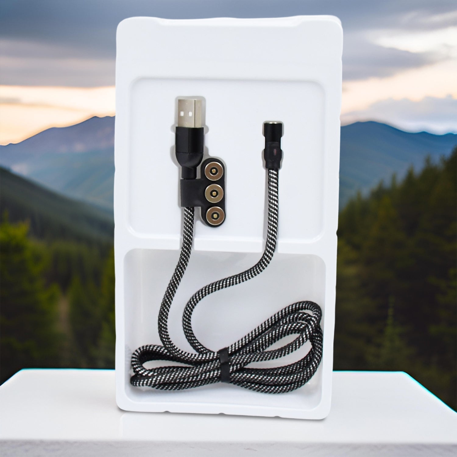 3 in 1 Magnetic USB Charging Cable | USB-c Android and Lightning with Extra Protecting Nylon| Strong Magnetic Cable with Full Rotation Support Fast Charging your brand