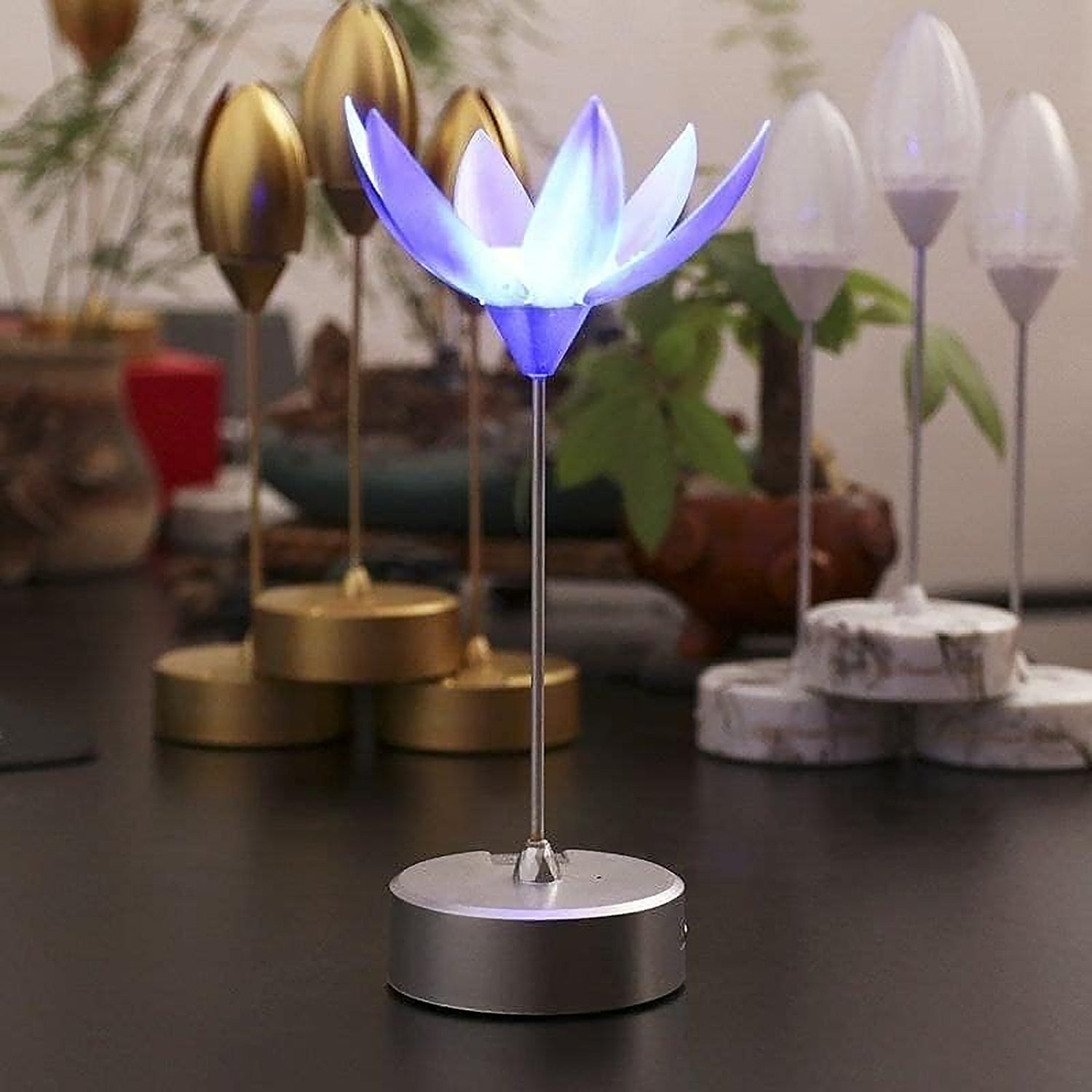 Lotus Flower Lamp with Music, Touch Open and Close, USB Rechargeable (1 Pc / Only One Color) - Shopmania Wholesale