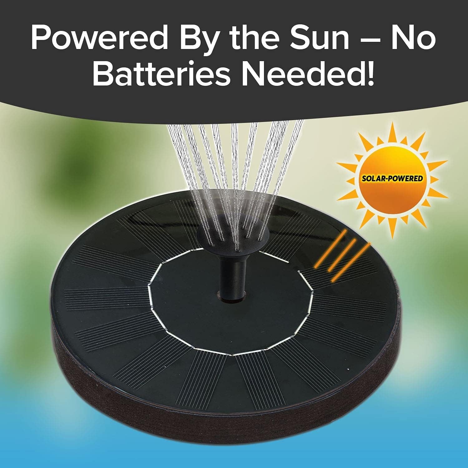 Fast Fountain by Pocket Hose - Solar-Powered - Instantly Adds a Water Feature Virtually Anywhere - 5 Spray Modes - No Installation or Batteries Required - Great for Bird Baths, Pools, Pond & More (1 Pc) - Shopmania Wholesale