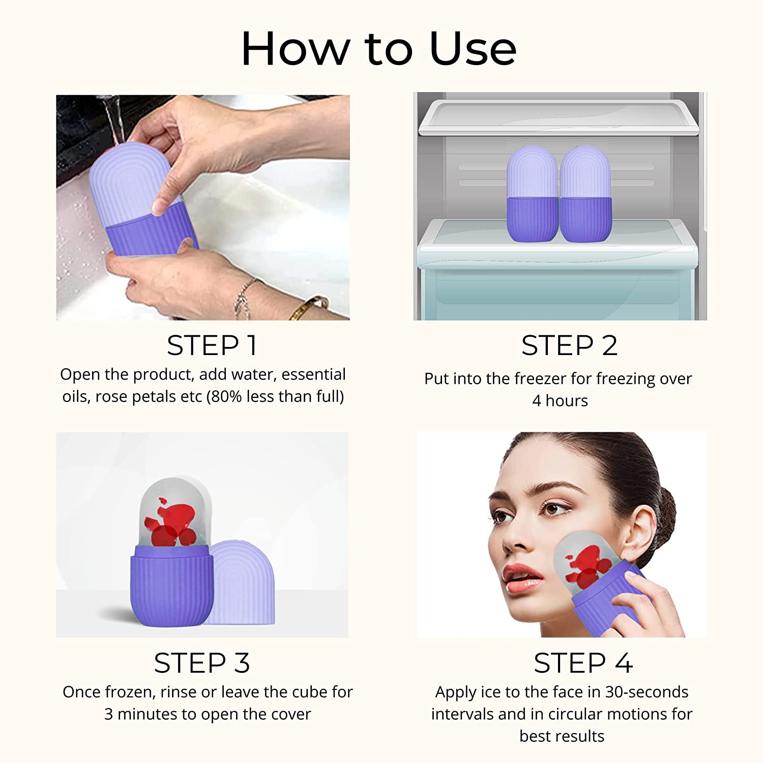 BEAUTY ICE ROLLER FOR FACE MASSAGER & EYE REUSABLE FACE ROLLERS FACIAL ROLLER ( Purple Color) your brand