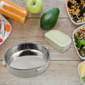 Miracle Stainless Steel Round Lunch Box, with Small Plastic Box Insert Leak Proof Lunch Box with Transparent lid, Lunch Box for Kids & Adults for School, Office (450 ML + 250 ML Approx) your brand