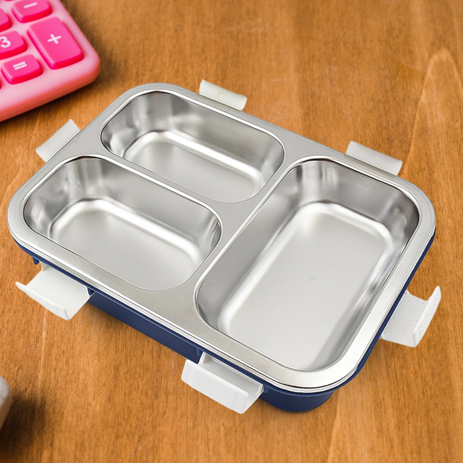 3 Compartment Transparent Stainless Steel Lunch Box for Kids, Tiffin Box, Lunch Box, Lunch Box for Kids, Insulated Lunch Box, Lunch Box for Office Women and Men, Stainless Steel Tiffin Box for Boys, Girls, School Office (Multi Color) - Shopmania Wholesale
