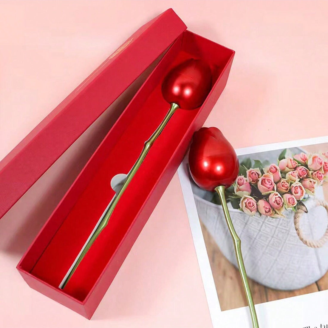 Metal Red Rose Couple Jewelry Box-Fancy Jewelry Box (1 Pc) your brand