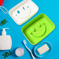 Portable Travel Home Box Cute Cartoons Smile Face Container Draining Holder Soap Dish your brand