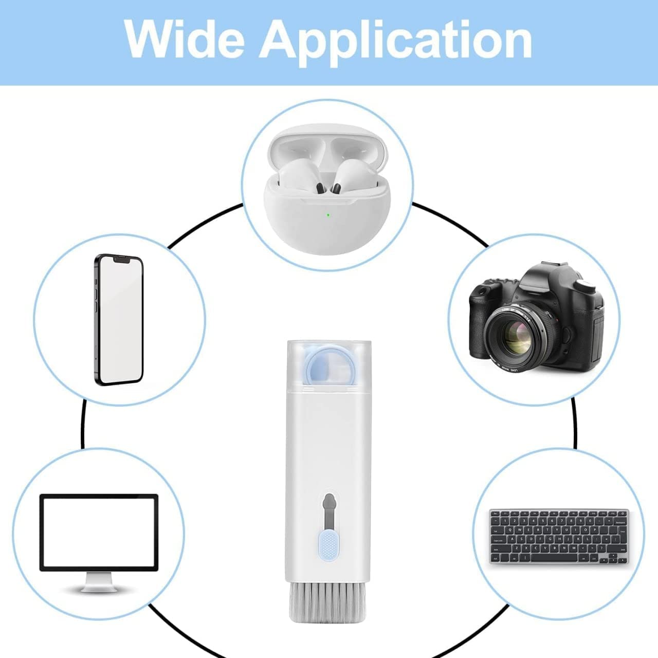 7 in 1 Electronic Cleaner kit, Cleaning Kit for Monitor Keyboard Airpods, Screen Dust Brush Including Soft Sweep, Swipe, Airpod Cleaner Pen, Key Puller and Spray Bottle   02 - Shopmania Wholesale