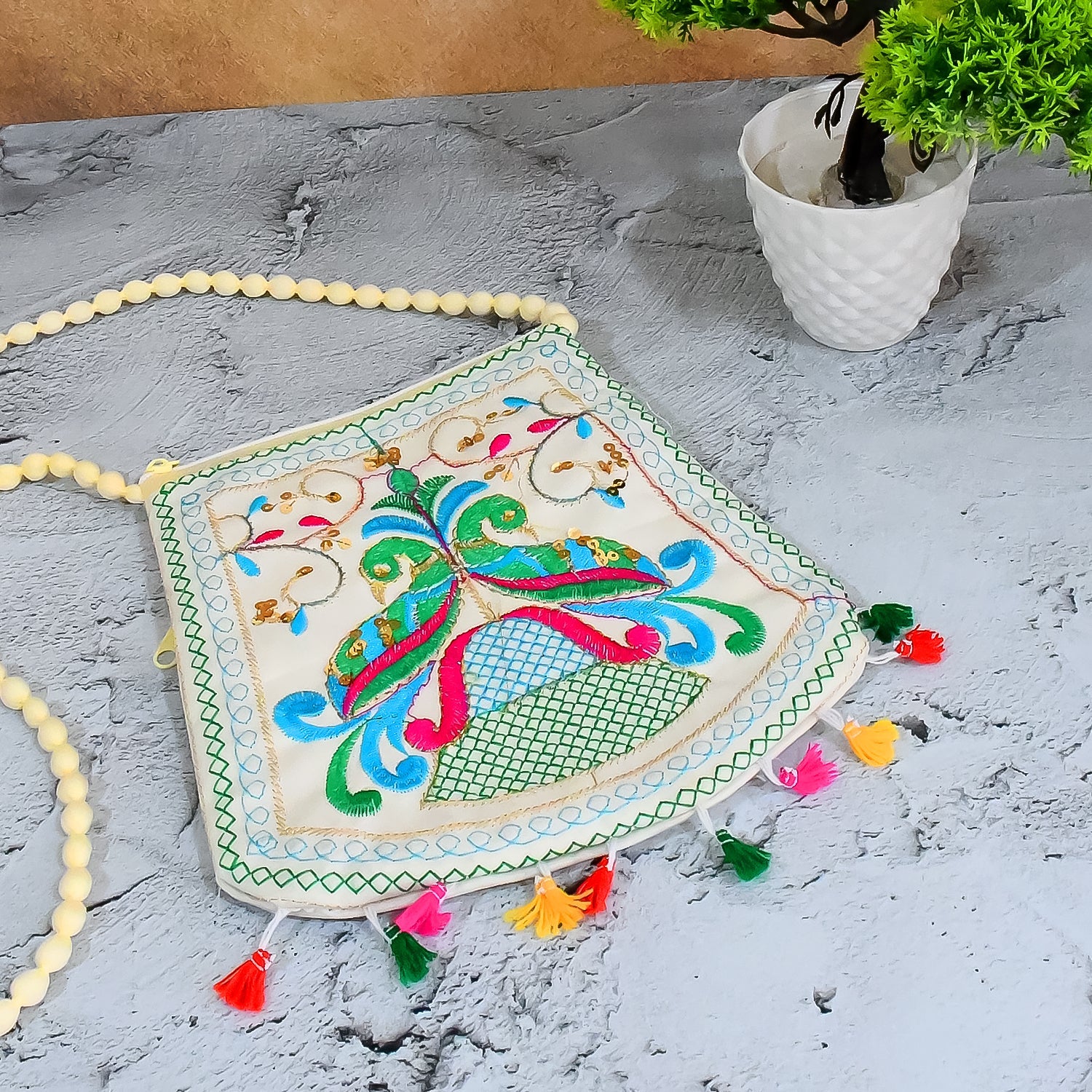 Handcrafted Cotton Embroidered Shoulder Bag / Purse for Girls & women (1 Pc / 9 Inch / Mix Desing) - Shopmania Wholesale