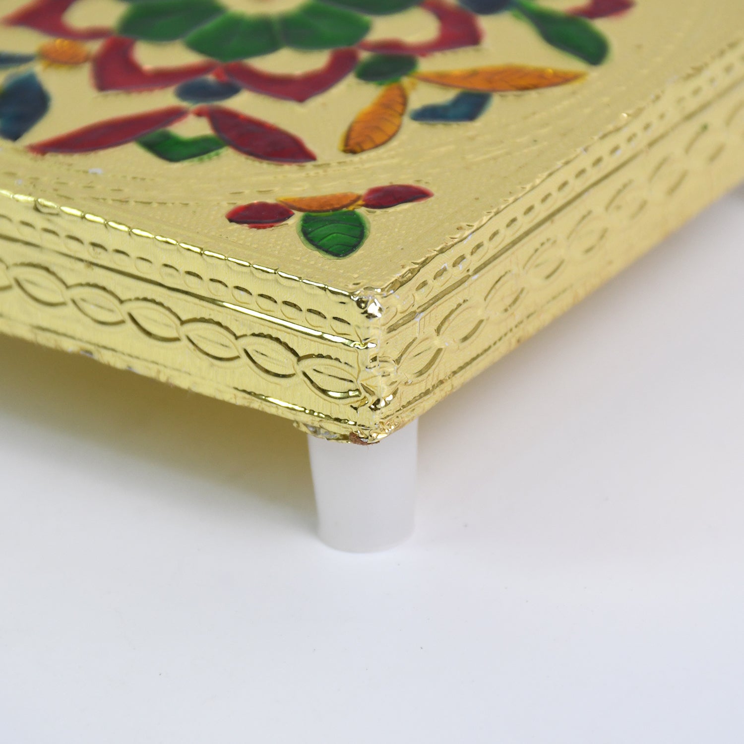 Handicraft Wood Chowki for Pooja , Wooden Bajot for Sitting, Multipurpose Stool (Multi color) (1 Pc) your brand