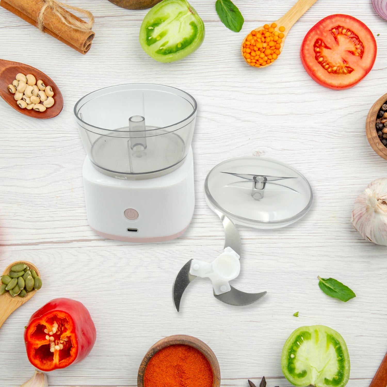Portable Mini Food Processor Chopper Electric Veggie Chopper 3 Blades With Charching Cable Type C, Vegetable Chopper, Garlic Chopper Food Grinder for Chopping Ginger, Pepper Chili, Onion, Fruit, Meat your brand