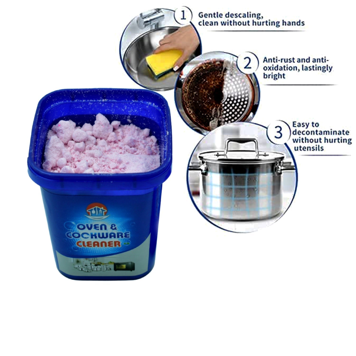 Oven And Cookware Cleaner | Oven And Cookware Cleaner Powder | Stainless Steel Cleaning Powder | Remove Stains from Pots Multi-Purpose Cleaner & Removes Household Clean Universal Cleaning Powder for Removing Rust your brand