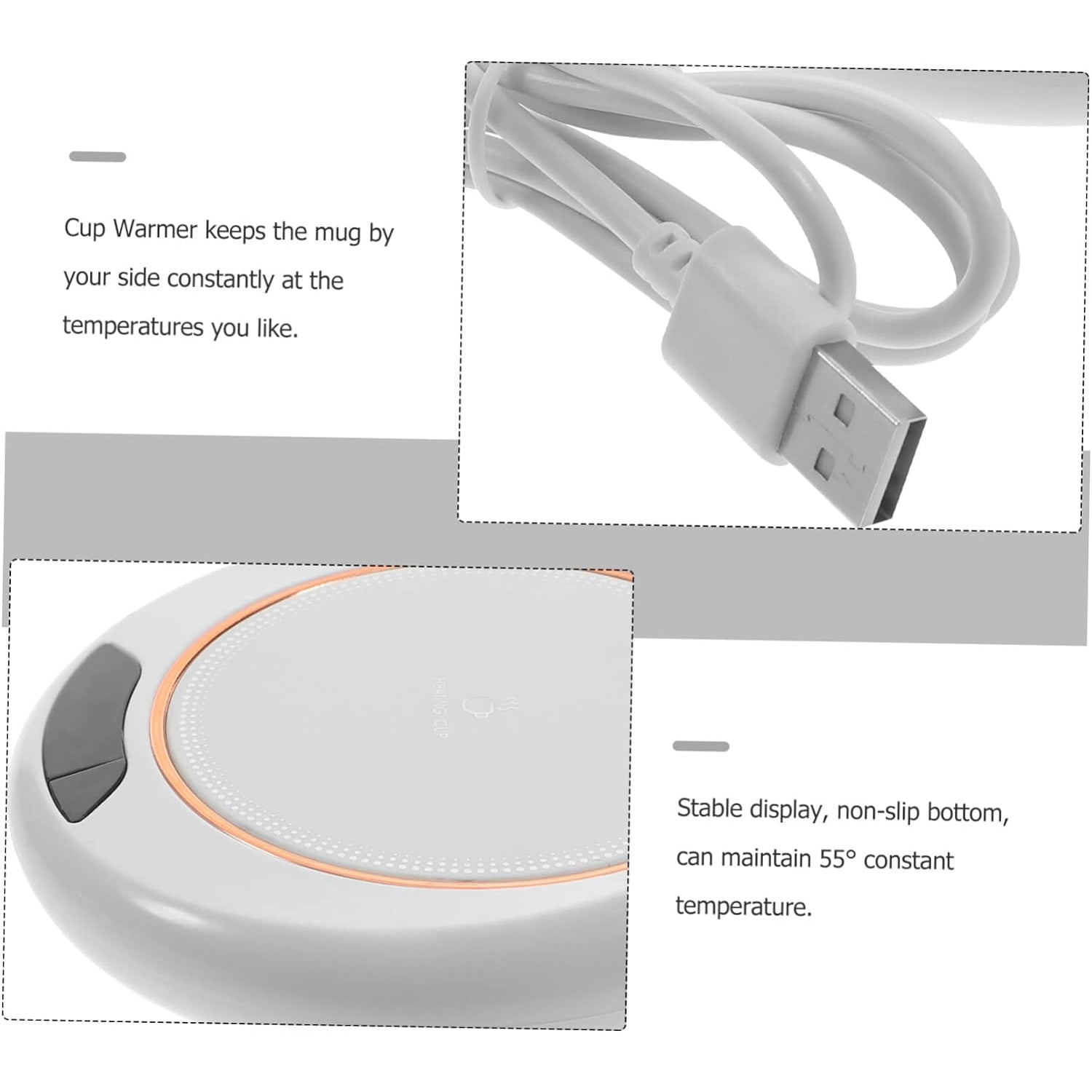 USB Warm Coaster Heated Coffee Mug Portable Office Desk Portable Cup, Heater Coffee Mug Warmer Electric Cup Warmer (1 Pc) - Shopmania Wholesale