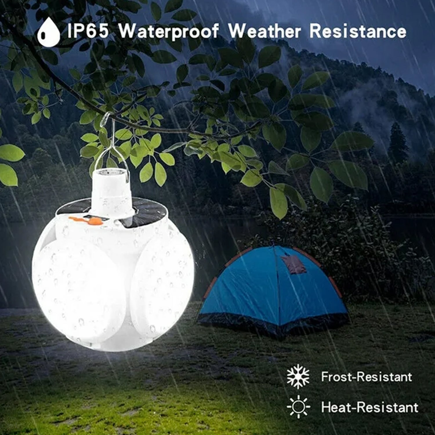 Solar Multi-Functional Emergency LED Light Bulb with USB Charging, LED camping lamp, camping lamp, USB rechargeable, 5 brightness light modes, foldable camping light, SOS IP65 waterproof camping light, blackout emergency equipment, camping gadgets your brand