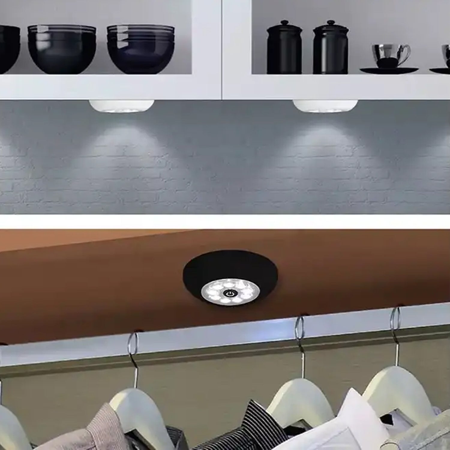 9 LED Touch Light Closet Light Battery Powered Stick-on Anywhere Puck Lights with New Strong Adhesive for Cabinet, Stair, Bedroom, Kitchen Night Light Stick Tap Night ( Battery Not Included / 1 Pc ) - Shopmania Wholesale