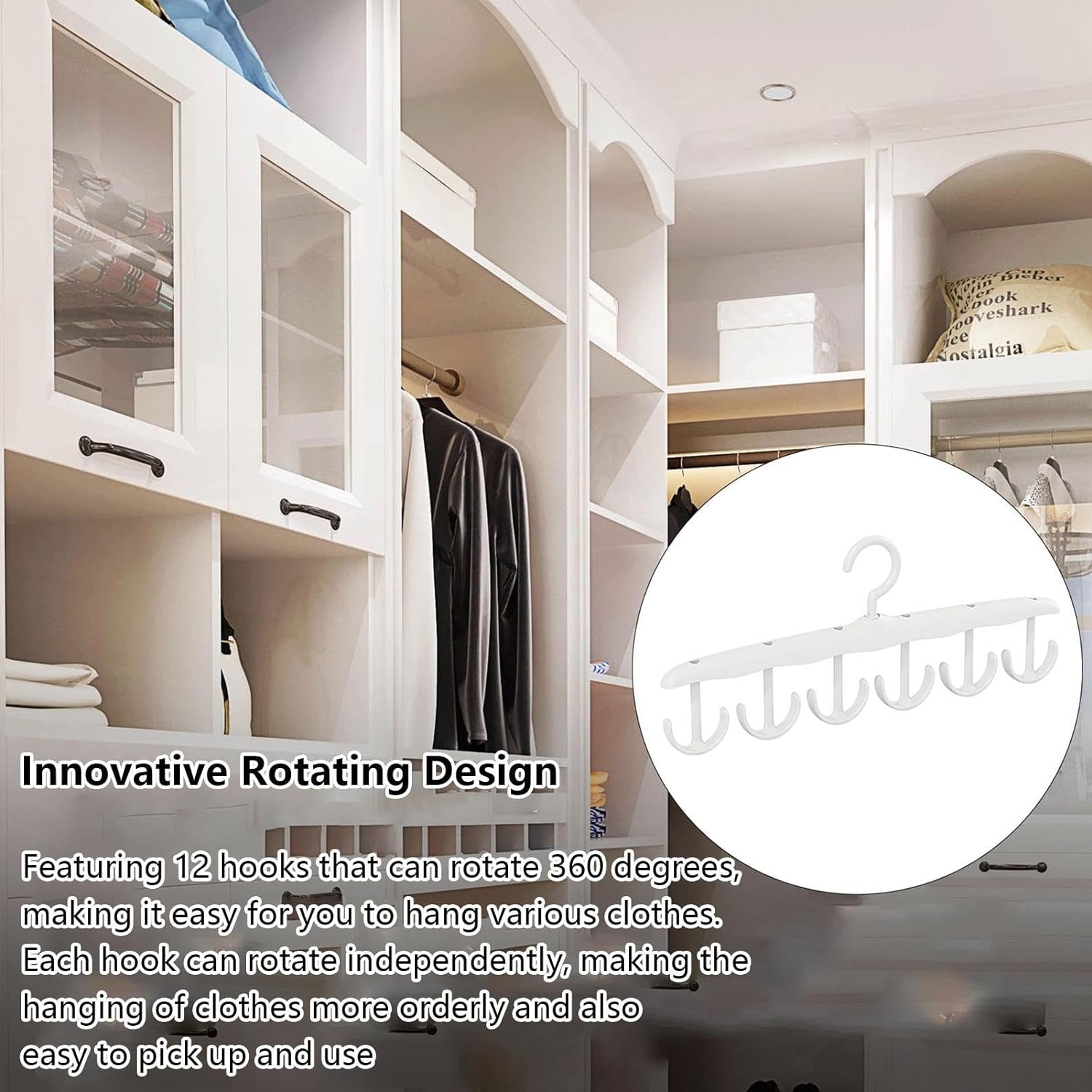 Tank Top Hanger, 12-Hook Space Saving Hanger, Capacity Rotatable Wood Space Saving Hanger Closet Organizers and Storage for Dorm & Apartment for Tank Top - Shopmania Wholesale