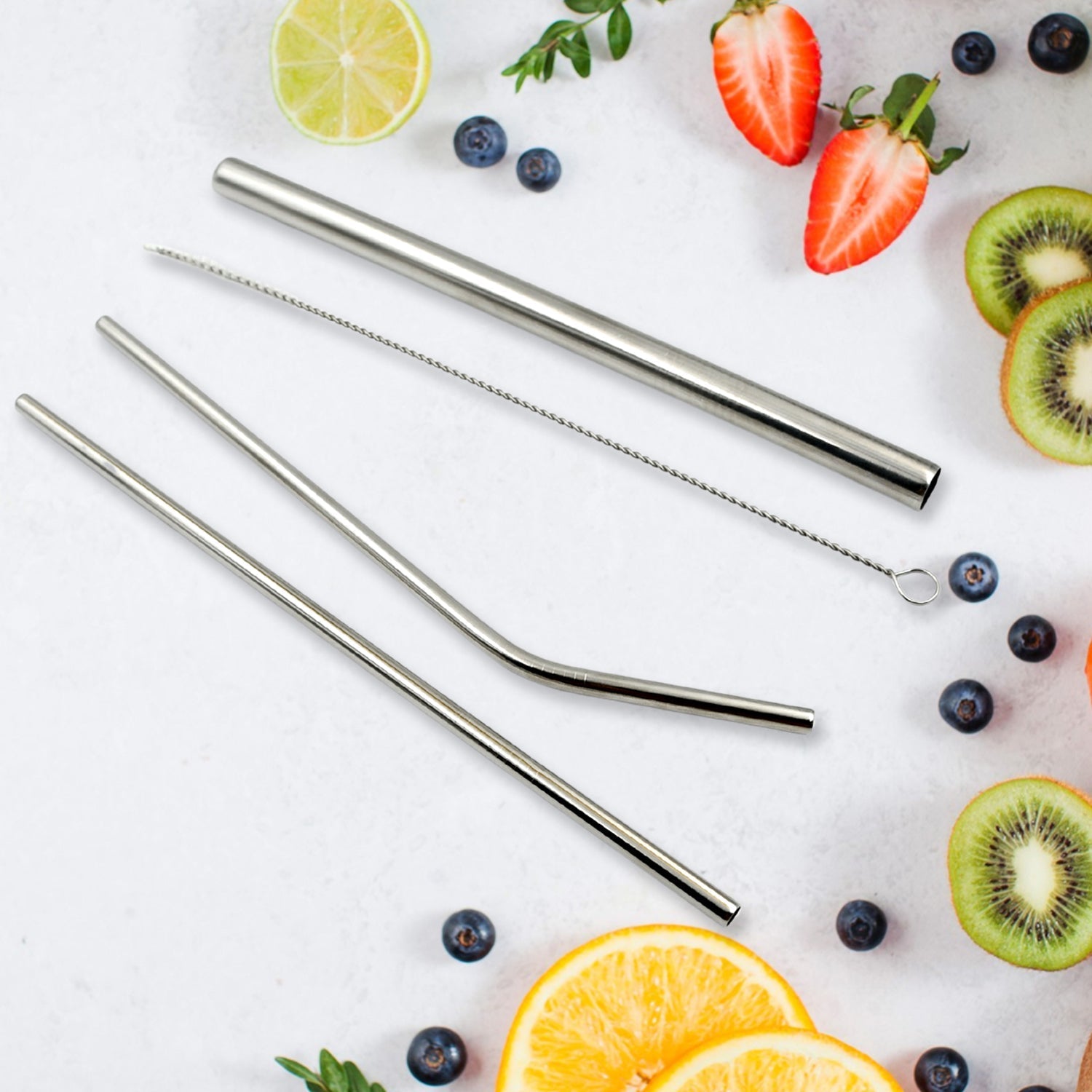 Reusable Stainless Steel Straws with Travel Case Cleaning Brush Eco Friendly Extra Long Metal Straws Drinking Set of 4 (2 Straight straws, 1 Bent straws, 1 Brush) your brand