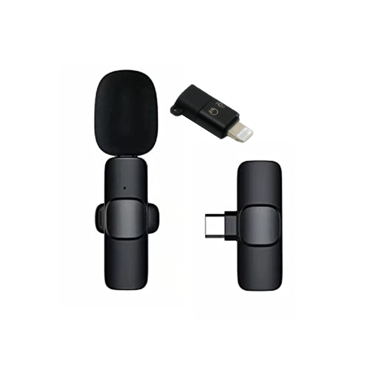 Intelligent Noise Cancelling Live Streaming Clip on Microphone for Type-C & for iPhone with Charging Mini Wireless Lapel Collar Microphone - Shopmania Wholesale