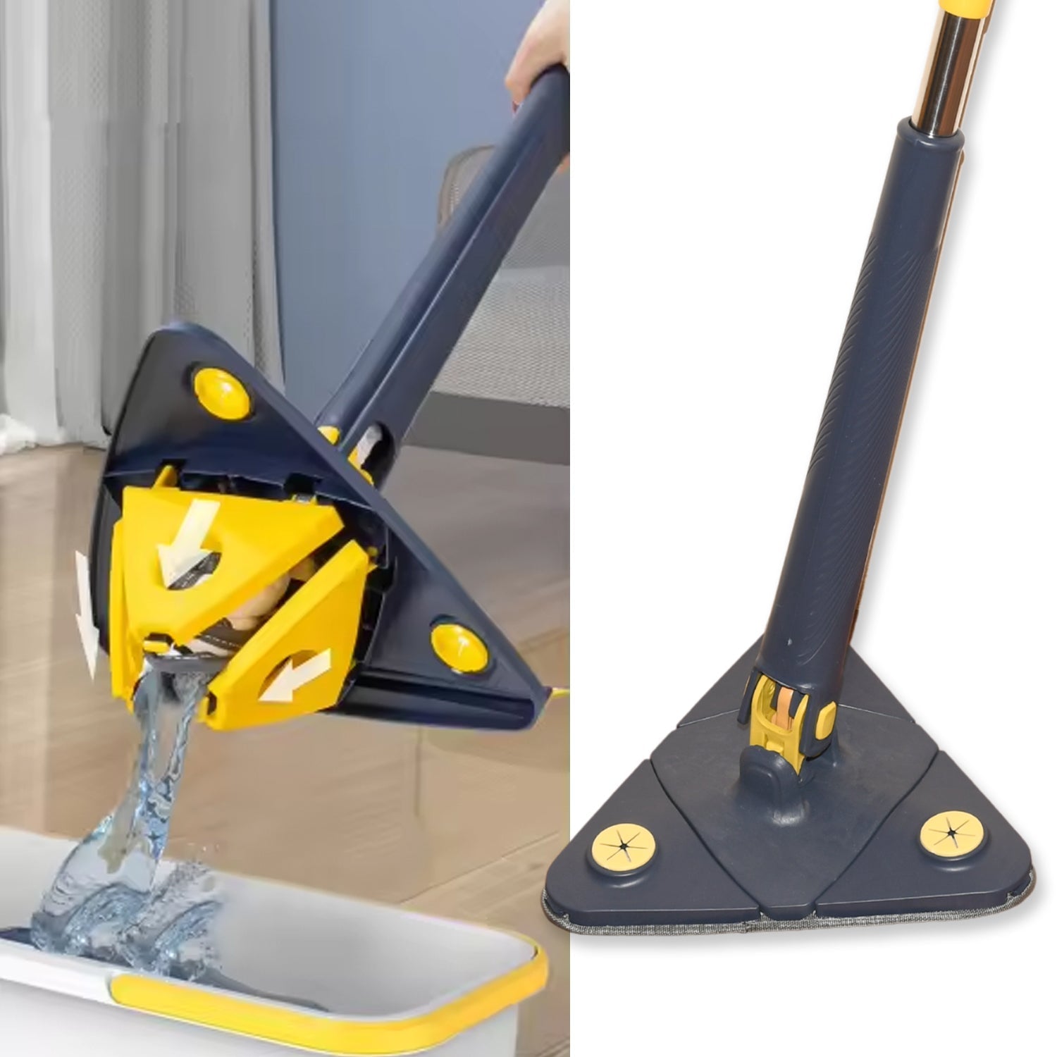 Rotatable Adjustable Triangle Cleaning Mop Triangle Mop with Stainless Steel Long Handle Push-Pull Squeezing Cleaning Mop Dry & Wet Mop for Floor Windows (1 Pc) your brand