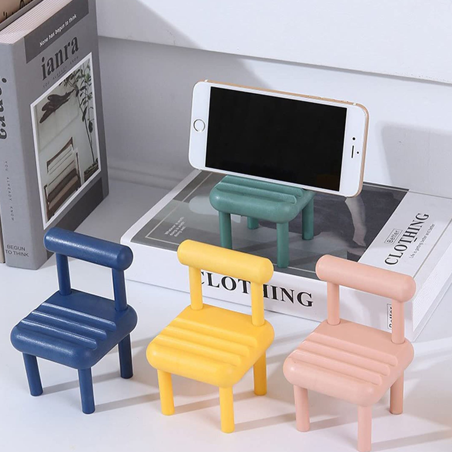 Mobile Phone Holder, Mini Chair Cell Phone Stand, Portable Smartphone Dock, Cellphone Holder for Desktop Design Compatible with All Mobile Phones (1 Pc) your brand