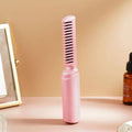 Rechargeable Mini Hair Straightener, Travel Portable USB Charging Cordless Hair Straightener Bursh, Three Temperature Adjustments Flat Iron Comb (1 Pc) your brand