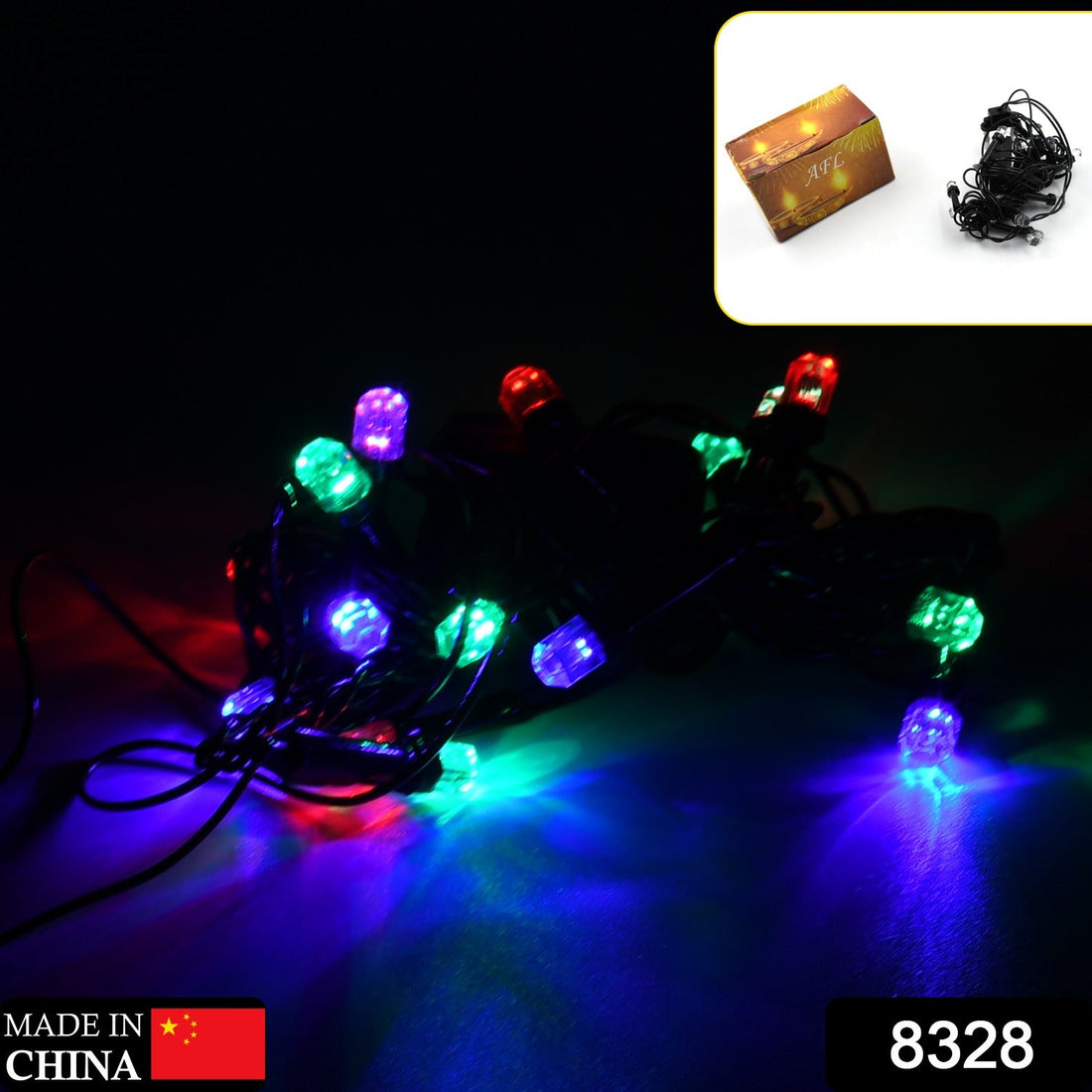 Multi-color LED string light for Diwali and Christmas decorations, with vibrant lights.