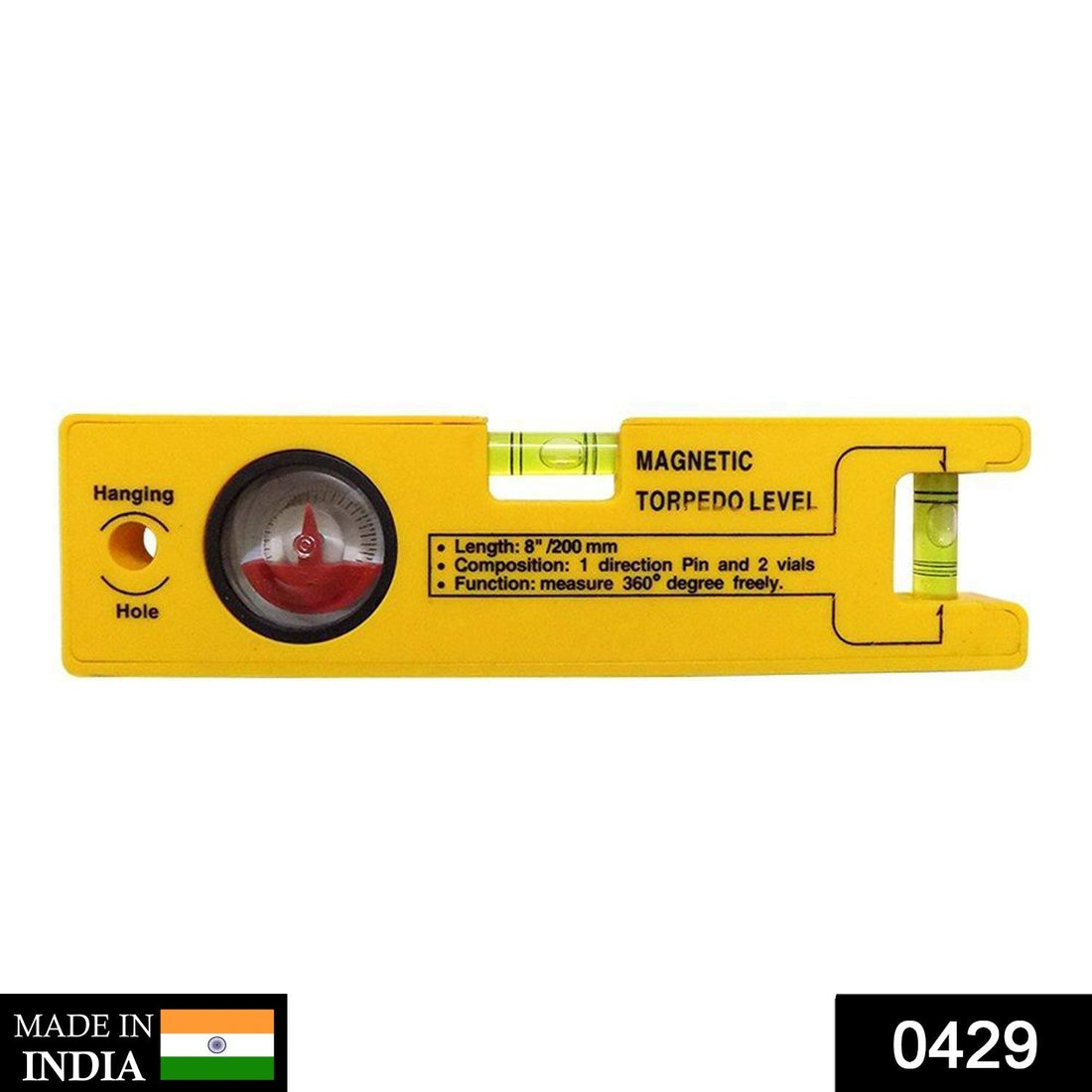 8-inch Magnetic Torpedo Level with 1 Direction Pin, 2 Vials and 360 Degree View your brand