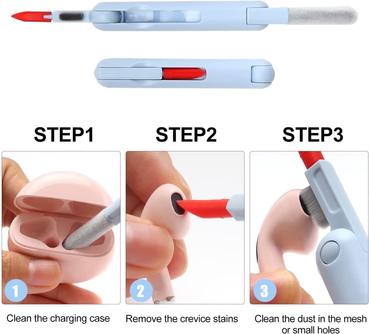 7 in 1 Electronic Cleaner kit, Cleaning Kit for Monitor Keyboard Airpods, Screen Dust Brush Including Soft Sweep, Swipe, Airpod Cleaner Pen, Key Puller and Spray Bottle   02 - Shopmania Wholesale