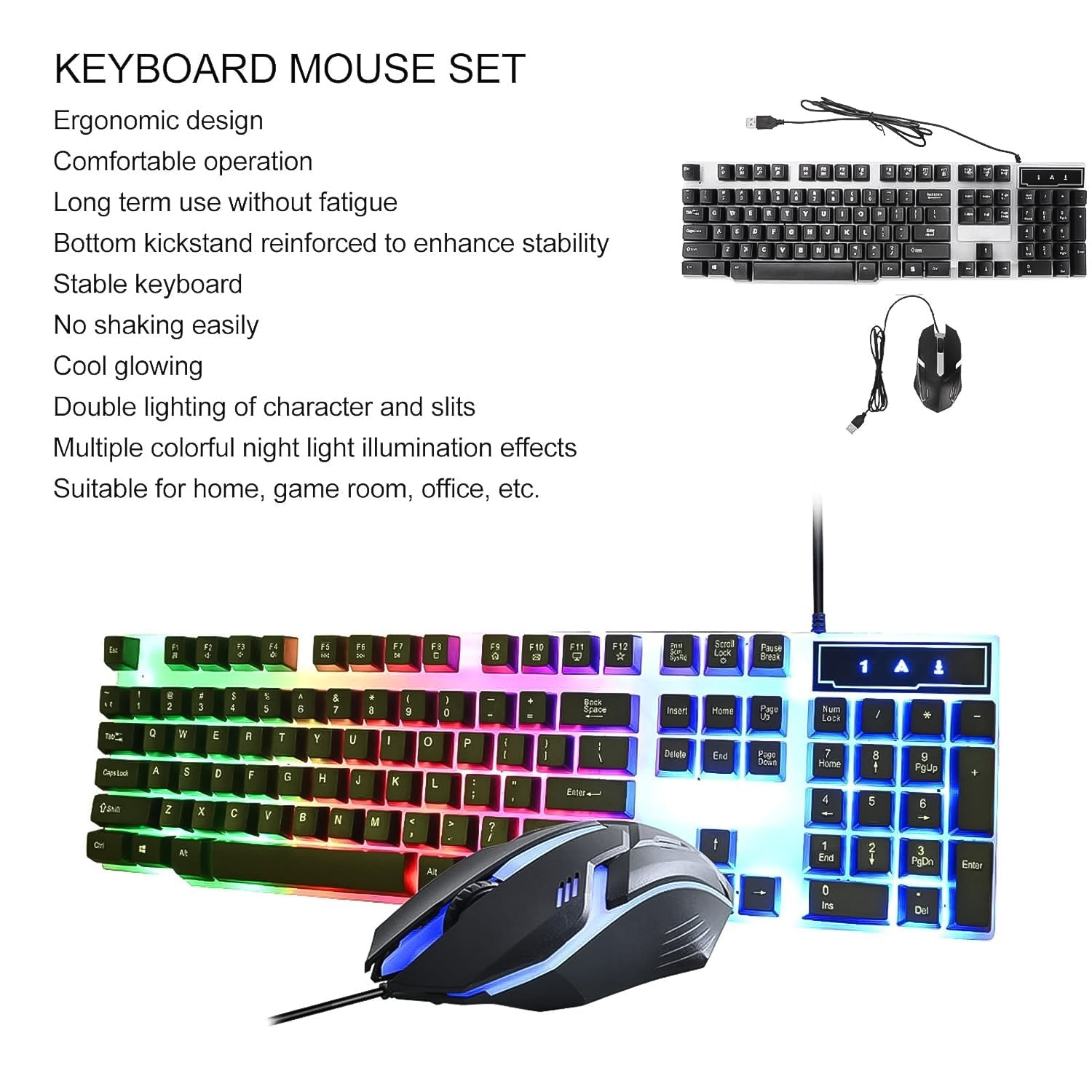 104 Key Colorful Lighting Keyboard Mouse Set (2 Pc Set) your brand