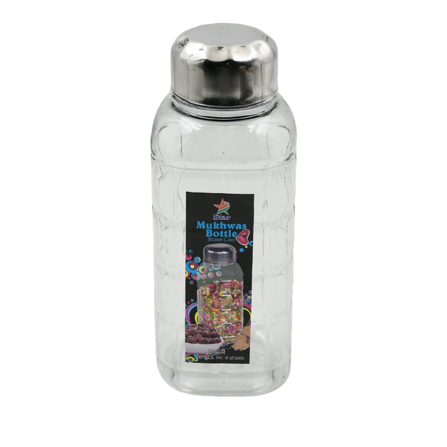 Plastic Transparent Mukhwas Bottle With Steel Cap / Mouth Freshener / Dryfruits Multipurpose Air Tight and BPA Free Kitchen Storage Bottle (1 Pc) - Shopmania Wholesale