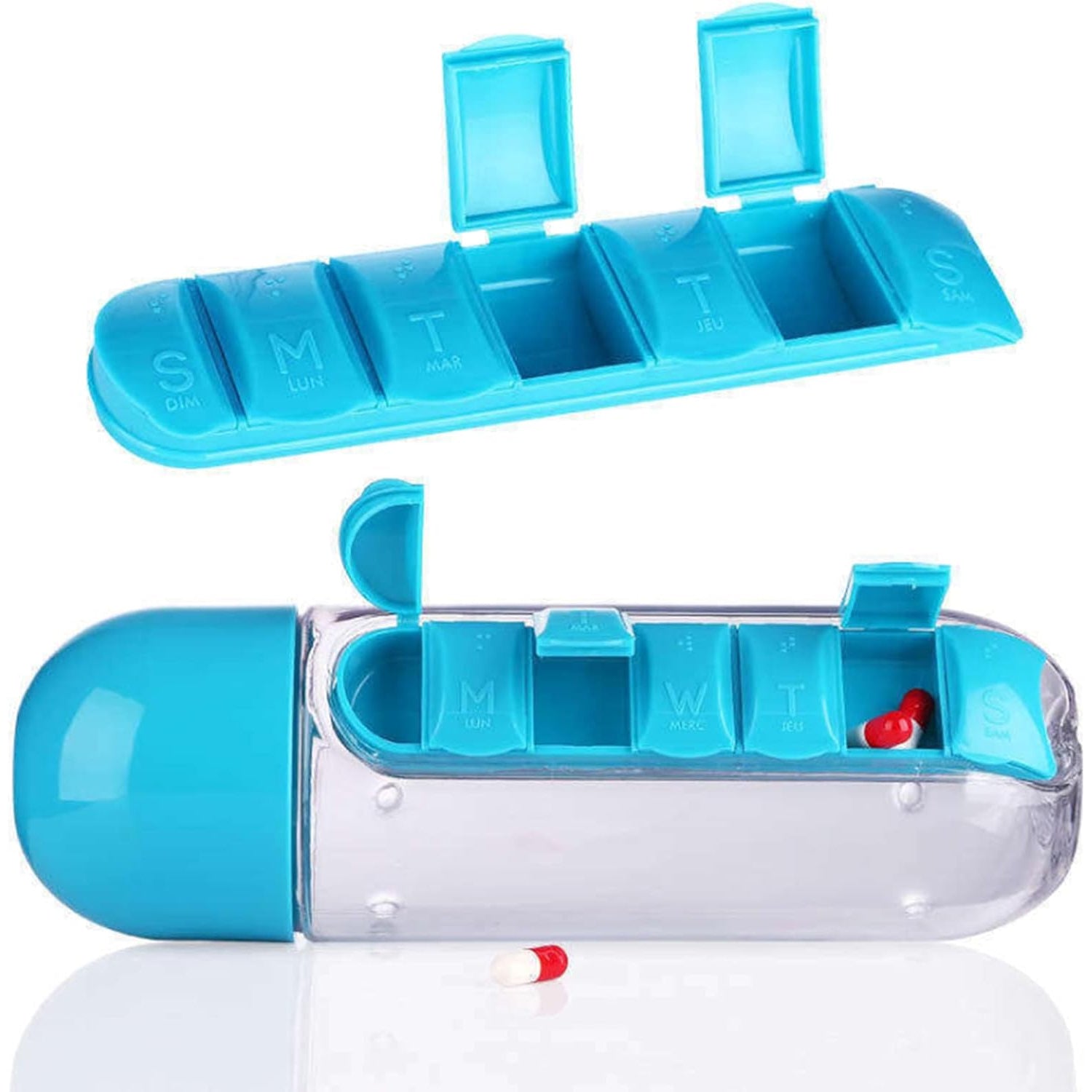 Pill & Vitamin Bottle, Water Bottle Multi Functional Use for Traveling & Outdoor Use Water Bottle, Travelling kit, Summer Special Bottle (600 Ml /  Mix Color ) - Shopmania Wholesale