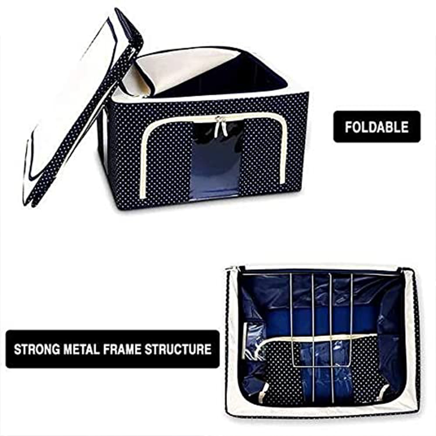 Foldable Steel Frame Clothes Living Storage Organizer Handled Bag your brand
