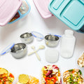 6In1 Tiffin Box-Lunch Box | 3 Stainless Steel Containers | Plastic lid Box | Spoon & Fork /Plastic Bottle | Insulated Fabric Bag | Leak Proof | Microwave Safe  for Office, College and School for Men, Women (6 pcs) your brand