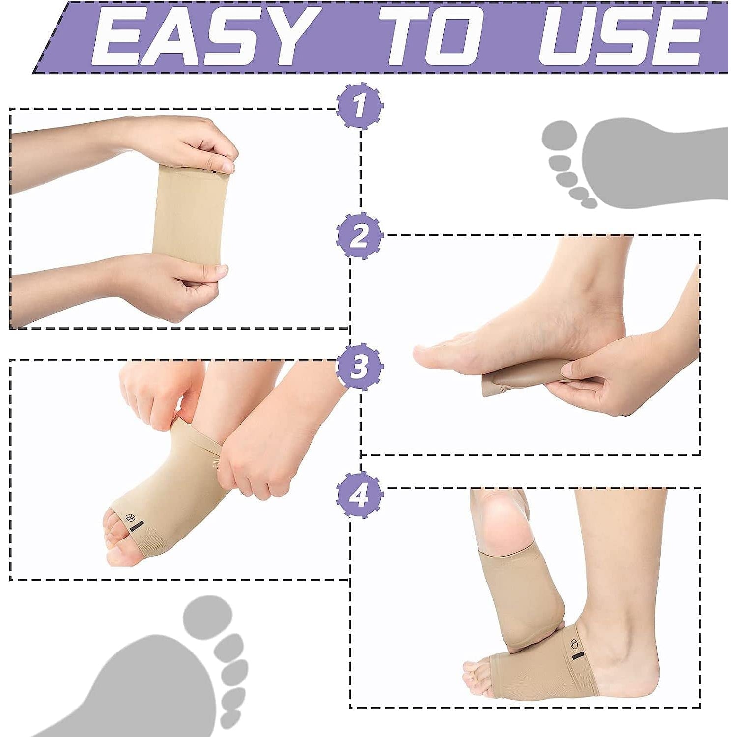 Foot Arch Support for Men & Women | Medial Arch Support for Flat Feet Correction Sleeve with Cushion | Plantar Fasciitis Leg Foot Pain Relief Product | Foot Care for Orthopedic Shoes Slippers, (1 Pair) your brand