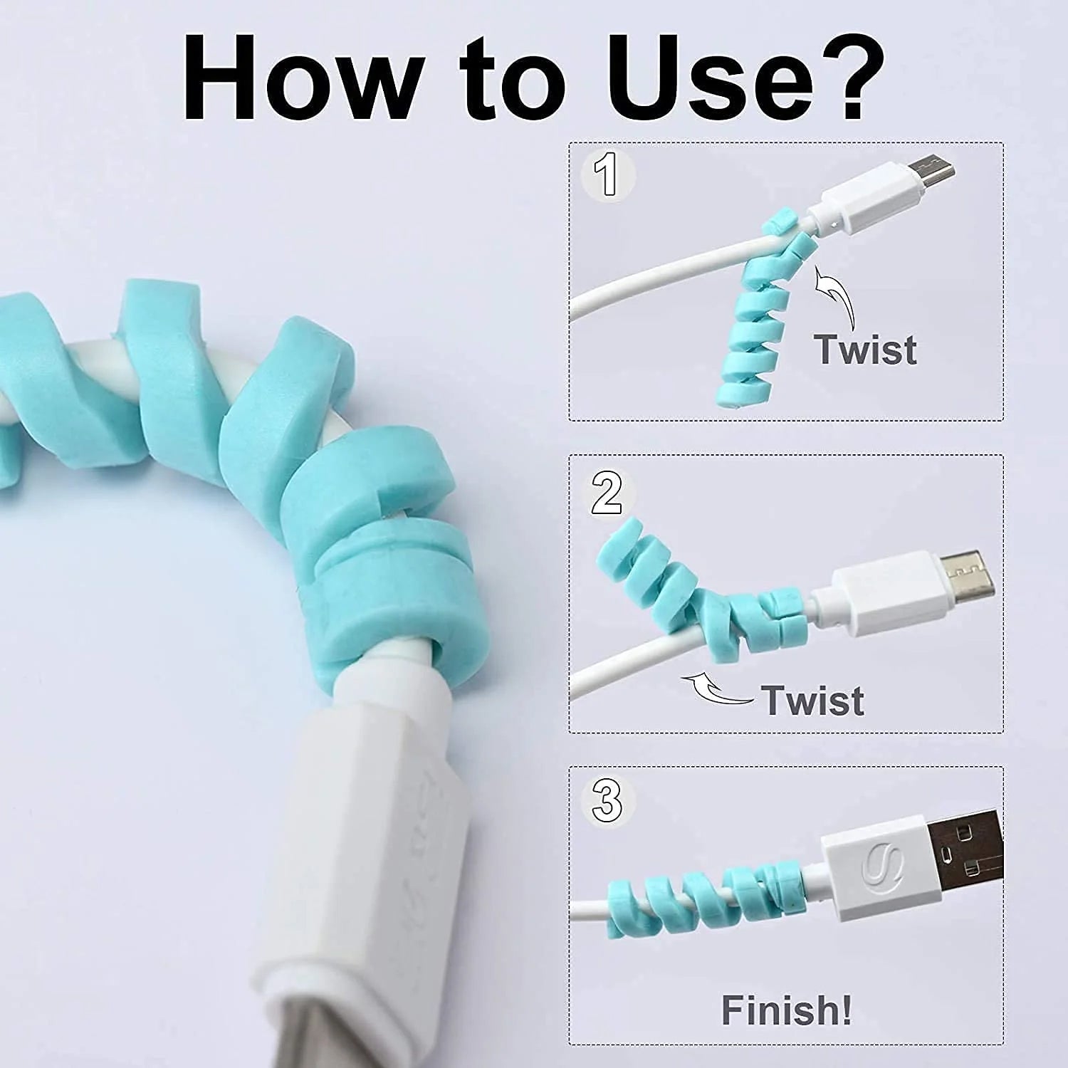 Spiral Charger Cable Protector Data Cable Saver Charging Cords Protective for All Universal  Cable Cover (Pack of 10) - Shopmania Wholesale