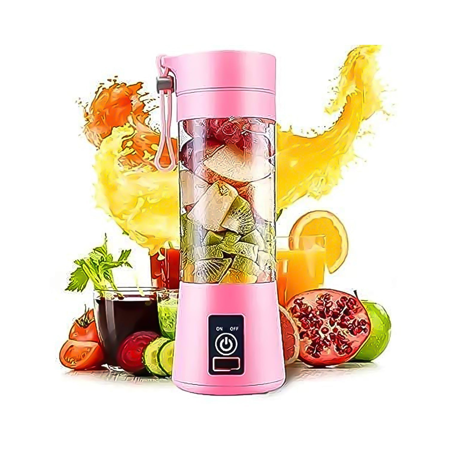 Portable Electric USB Juice Maker Juicer Bottle Blender, Grinder Mixer, 4 Blades Rechargeable Bottle (380 ML / Mix Color) - Shopmania Wholesale