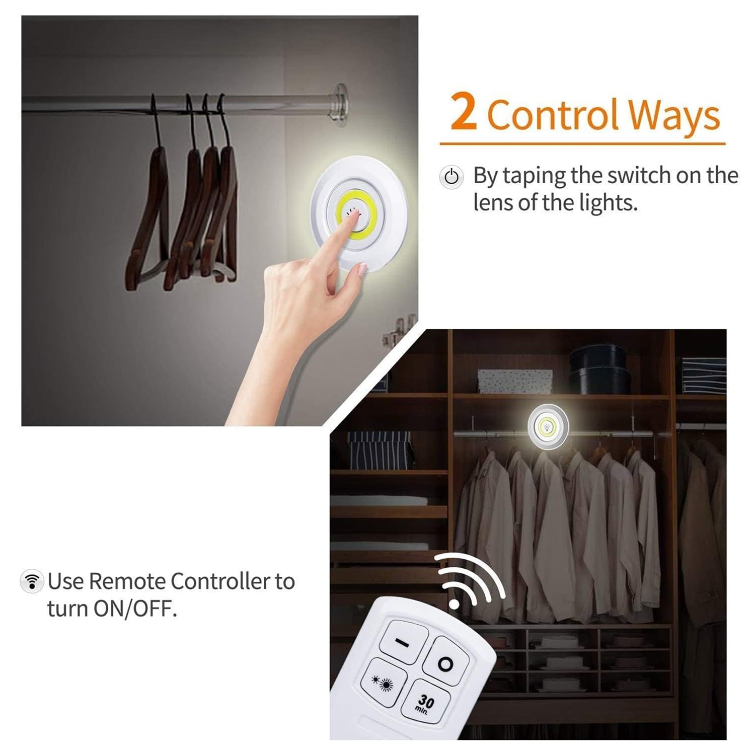 LED Light Under Closet Battery Powered Closet Wall Lamp with Remote Control Bedroom Kitchen Set of 3 LED Lights And 1 Remote Control (Battery Not Included) - Shopmania Wholesale