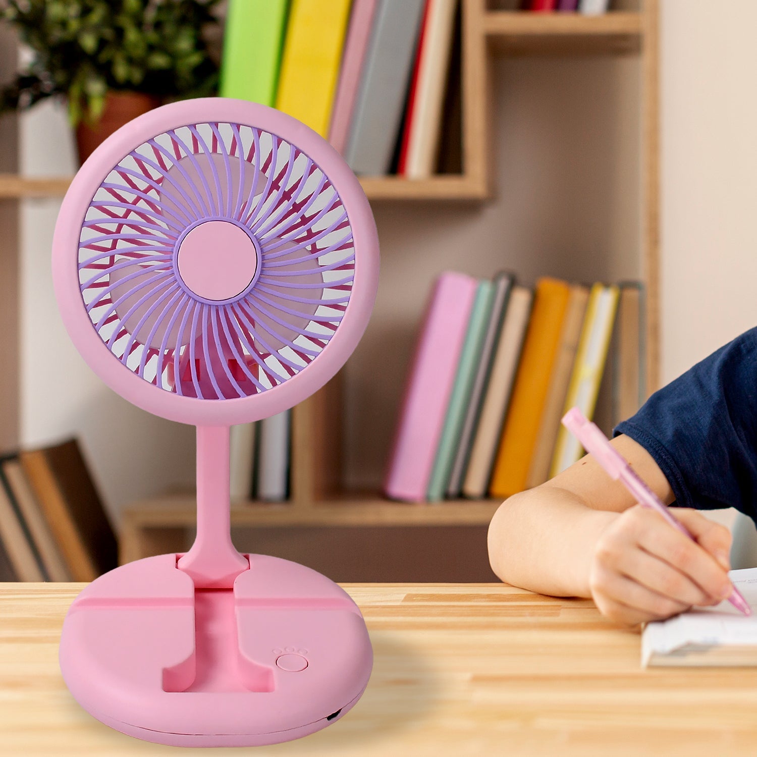 USB Rechargeable Portable Fan With LED Light Heavy Duty & Foldable Fan With Charging Port Home, Outdoor, Temple - Shopmania Wholesale