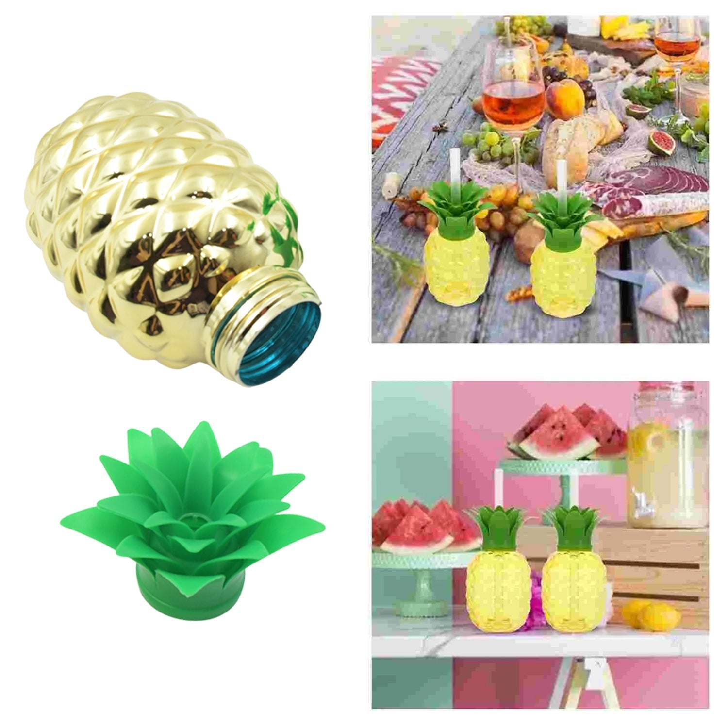 Plastic Pineapple Cups with Straw (1 Pc) - Party Favors, Hawaiian, Beach your brand