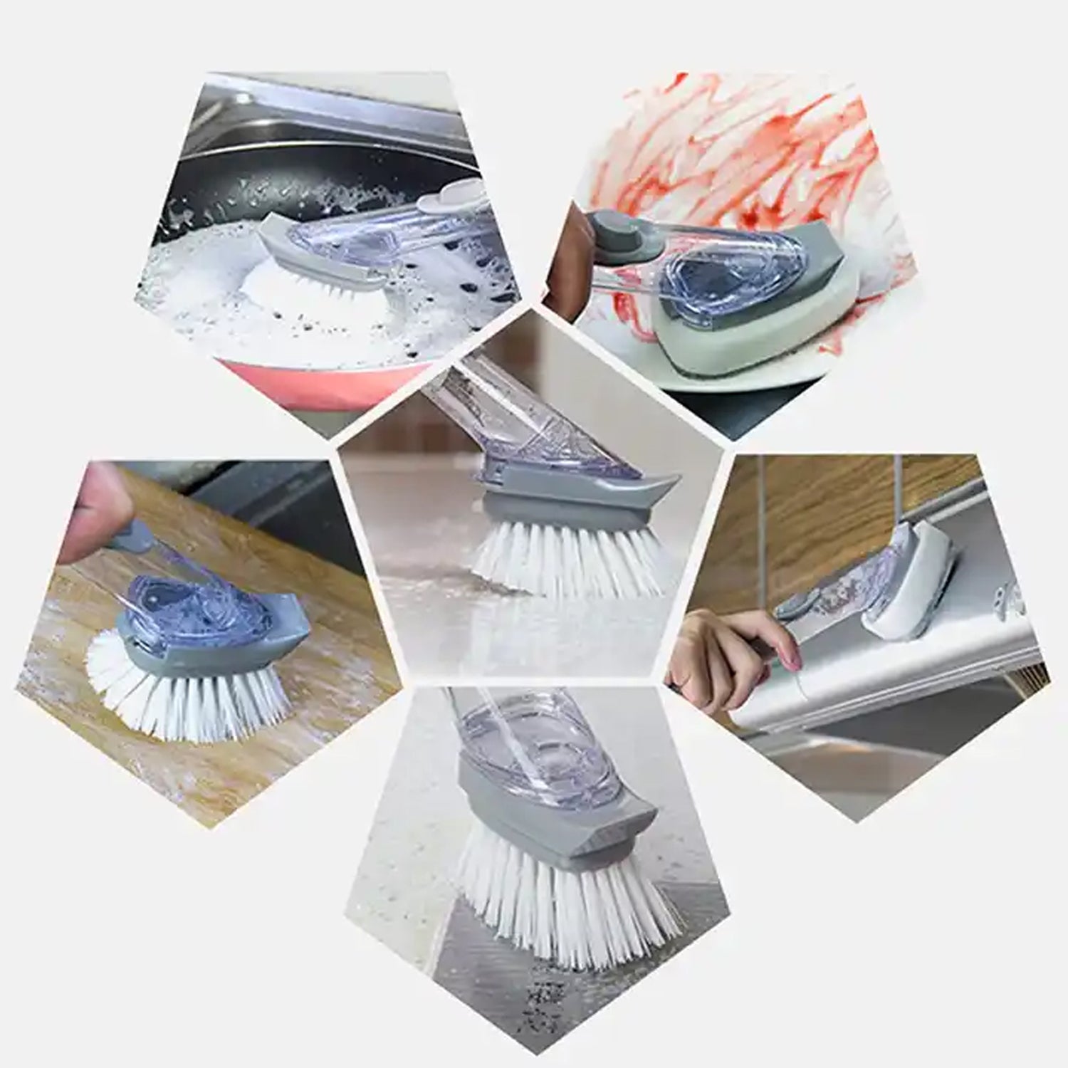 Home & Kitchen Cleaning Brushes, Scrubber, Soap Dispenser Scrub Brush for Pans Pots and Bathtub Sink (2 In 1) your brand