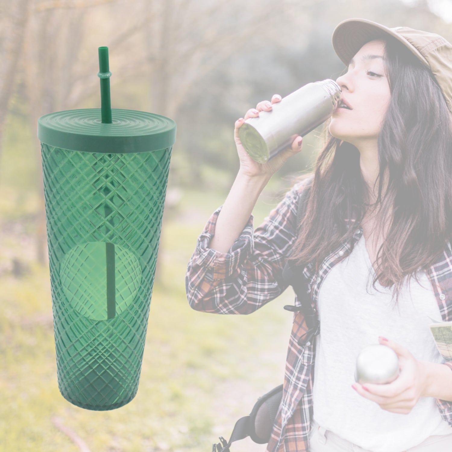 Cup with Straw &  LED Lighting Reusable Matte Studded Tumbler with Leak Proof Lid Water Cup Travel Mug Coffee Ice Water Bottle Double Walled Insulated Tumbler BPA Free (1 Pc) your brand