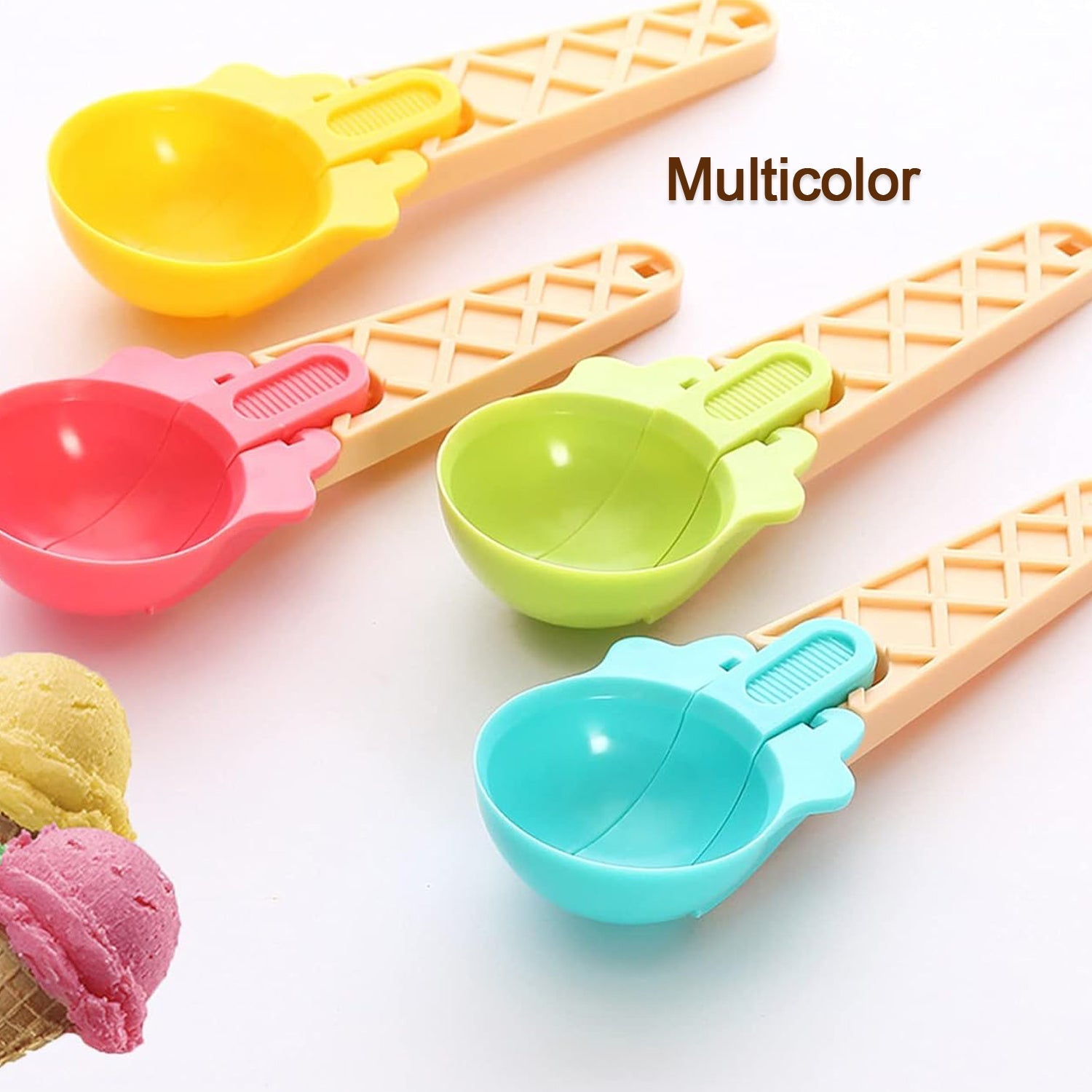 Ice Cream Spoons 2pcs Plastic Water Melon Scoopers with Trigger Dipper and Adults for Summer Party Ice Cream Scoop, Food Serving Spoon Kitchen Tools Ice Cream Digging Spoon Household Spoons Cupcake Spoons Aps Fruit Ball Player (2 Pc) your brand