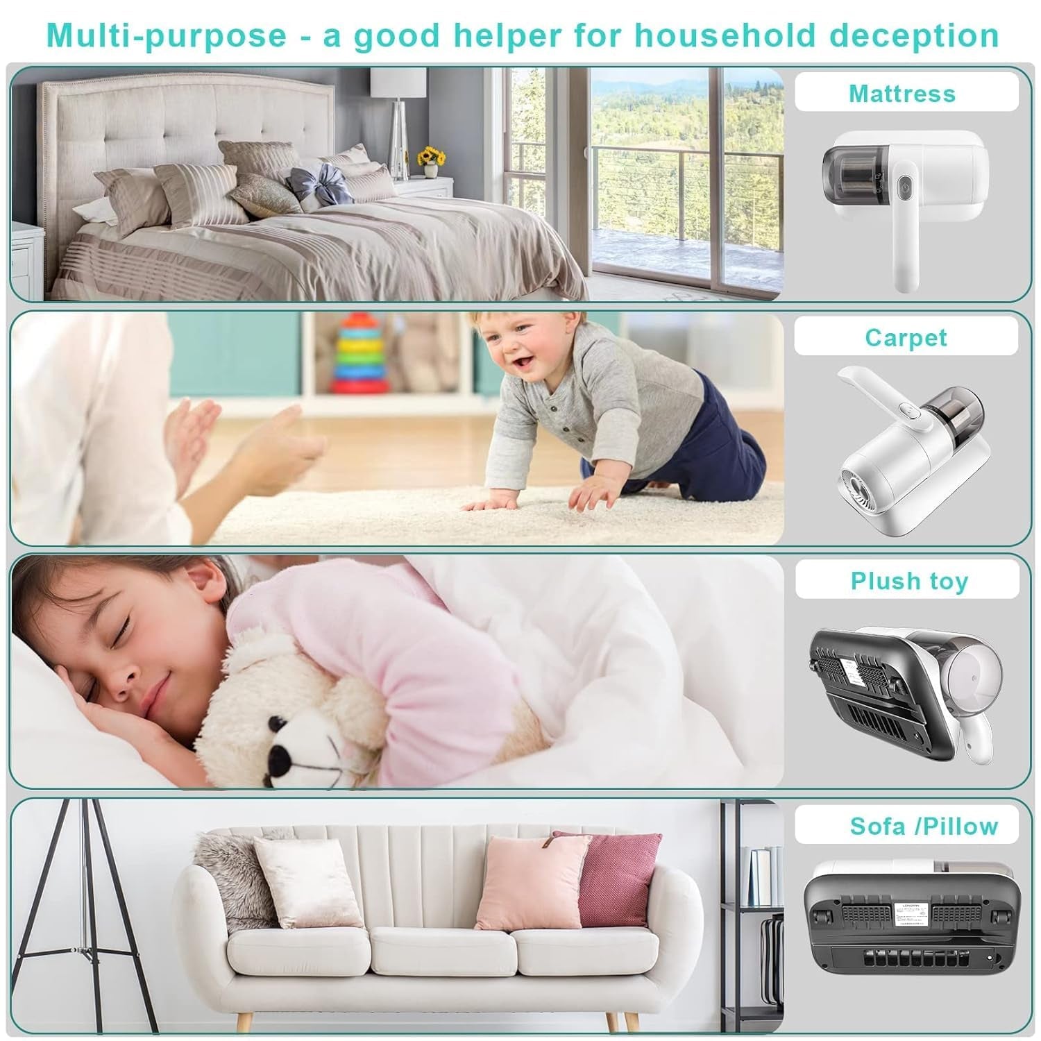 Powerful Suction Portable Handheld Vacuum Cleaner - Low Noise Vacuum Cleaner for Bed - Cordless Vacuum Cleaner for Car Seat Crevices Pillows, Mattresses, Sofas Wireless Anti Dust and Mite Cleaner - Shopmania Wholesale