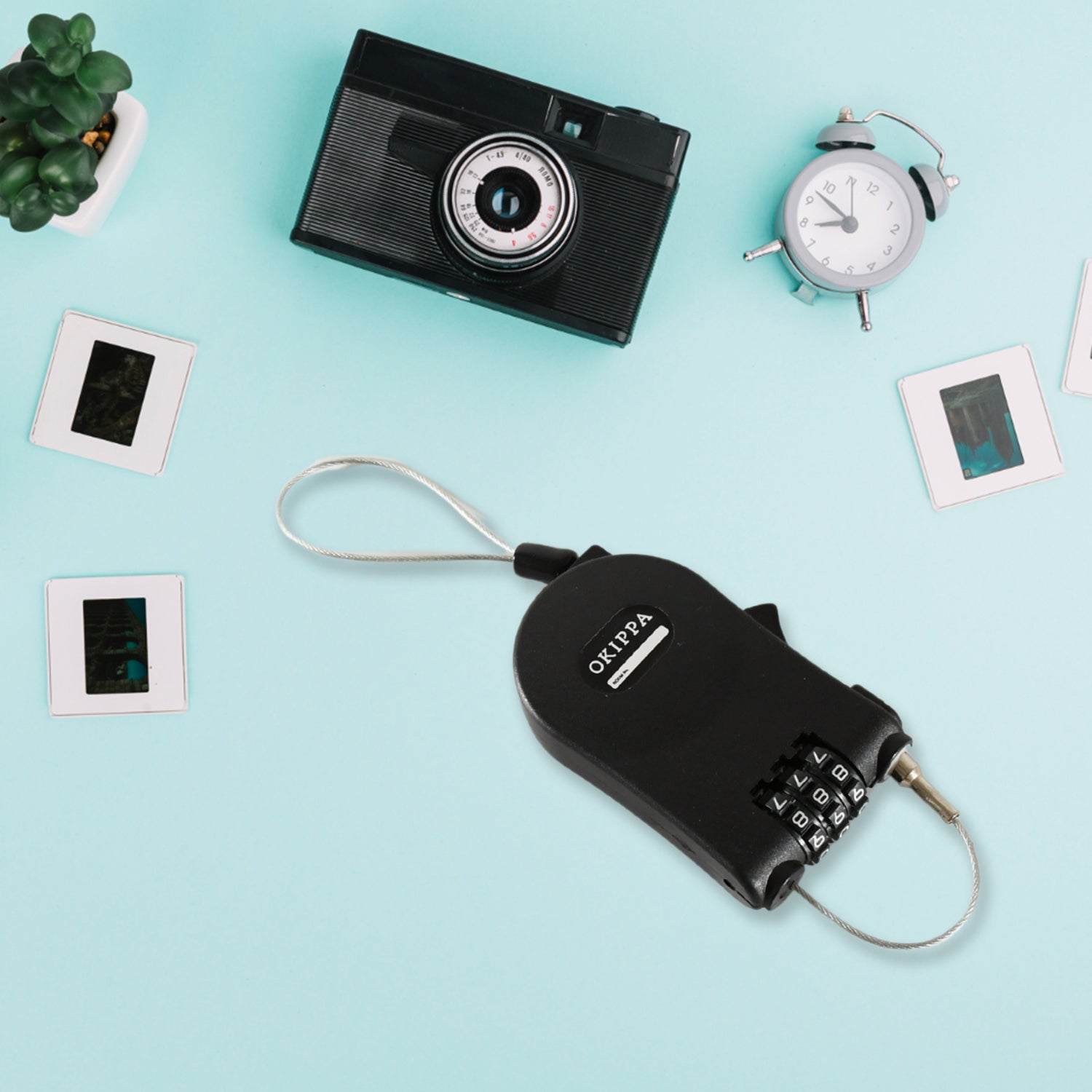 Multifunctional cable lock with number code for travel, sports Etc. Retractable Wire Lock,Wire Black Shell Combination Password. your brand