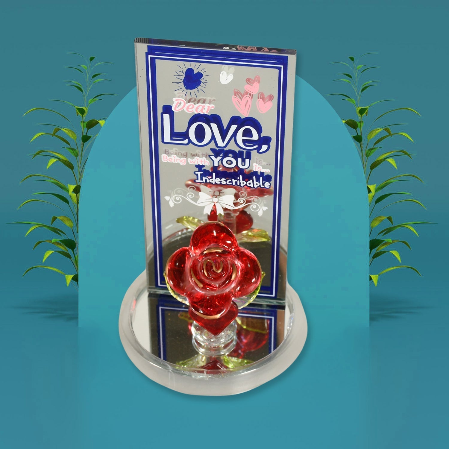 Lovely Rose Gift Showpiece, Love showpiece Valentine's Day Gift, Cute Anniversary, Wedding, Birthday, Boyfriend, Husband Romantic Unique Gift Set, Home Decoration Gift Set (1 Pc) your brand
