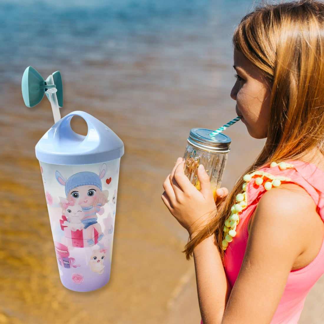 Unicorn Water Bottle with Straw & Lid for Kids (With Light) your brand