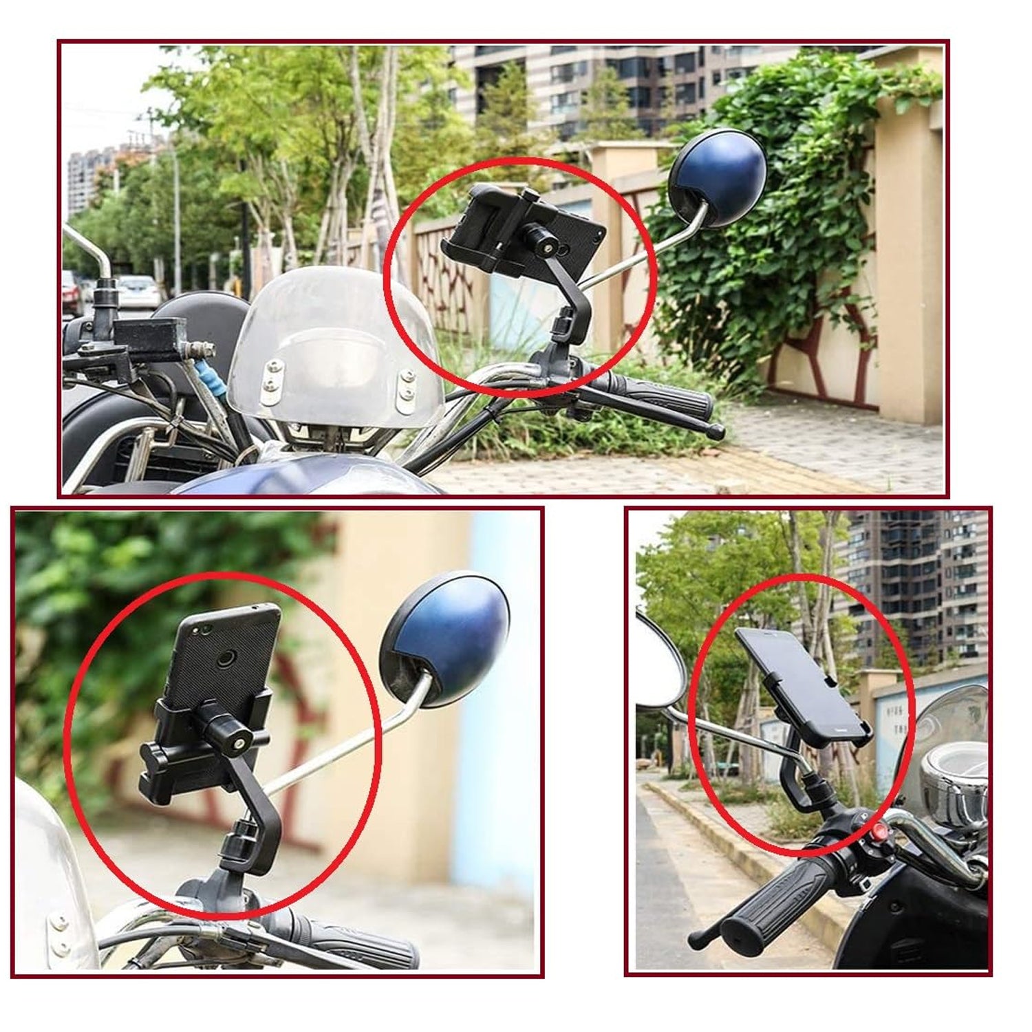 Full Metal Body Bike & Scooty 360 Degree Rotating Mobile Holder Stand for Bicycle, Motorcycle, Scooty for Maps and GPS Navigation Fits All Smartphones (1 Pc) - Shopmania Wholesale
