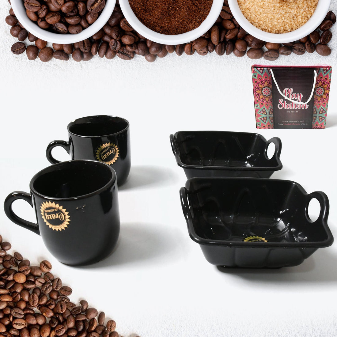 Play Station Ceramic Tea / cups / Mug Set With Handle Serving Bowl Milk Cup, Coffee Cup, Tea Cup, Breakfast Cup, Drinking Mug or Outdoor for Household, Gift for Birthday, Wedding Party (4 Pcs set) - Shopmania Wholesale