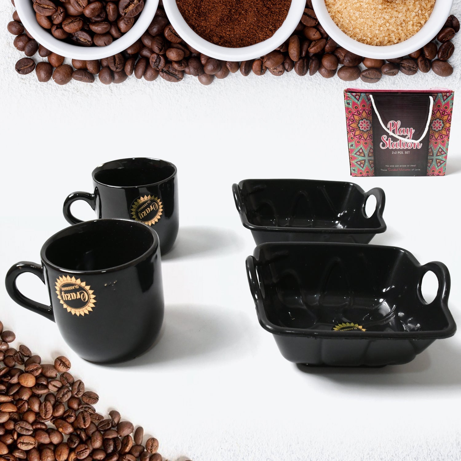 Play Station Ceramic Tea / cups / Mug Set With Handle Serving Bowl Milk Cup, Coffee Cup, Tea Cup, Breakfast Cup, Drinking Mug or Outdoor for Household, Gift for Birthday, Wedding Party (4 Pcs set) - Shopmania Wholesale
