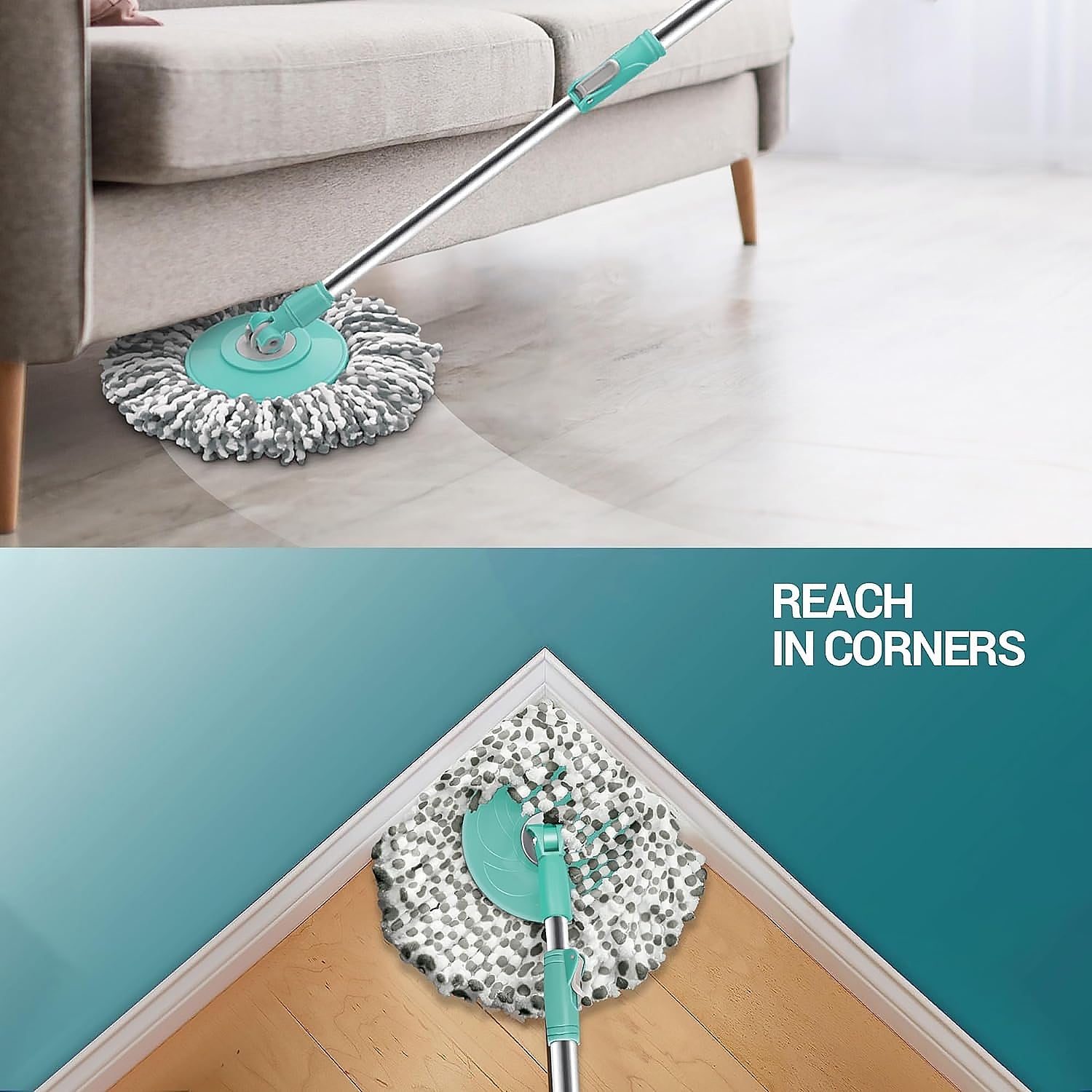 Ganesh Quick Spin Mop Steel Spin, Bucket Floor Cleaning, Easy Wheels & Big Bucket, Floor Cleaning Mop With Bucket, 2 Micro fiber head / Refill - Shopmania Wholesale
