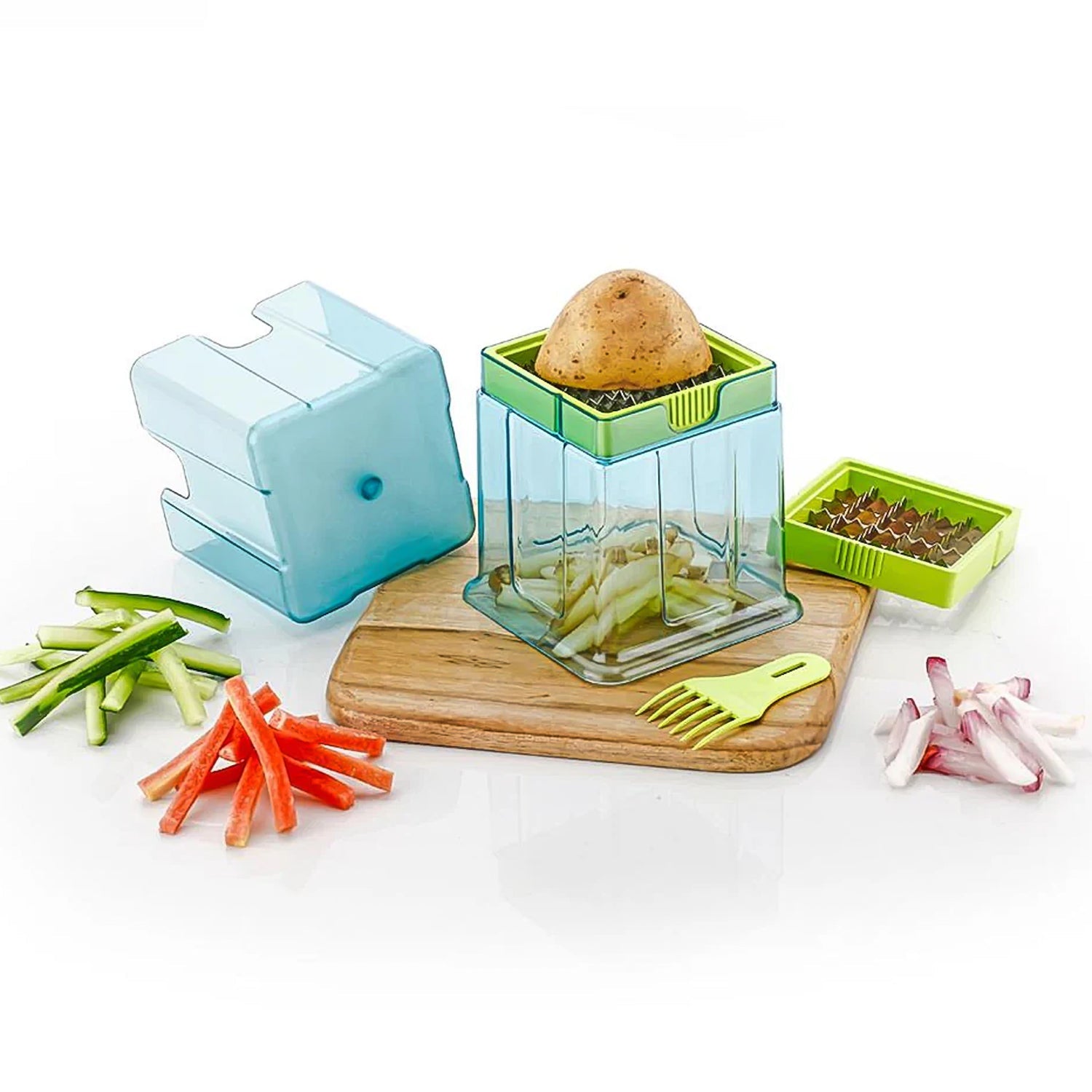 2 in 1 Potato Chipser / Slicer French Fries Maker Finger Chips | Plastic | Two Blades Finger Chips Cutter for Kitchen Accessory Vegetable Fruit Slicer (1 Pc)  - Shopmania Wholesale