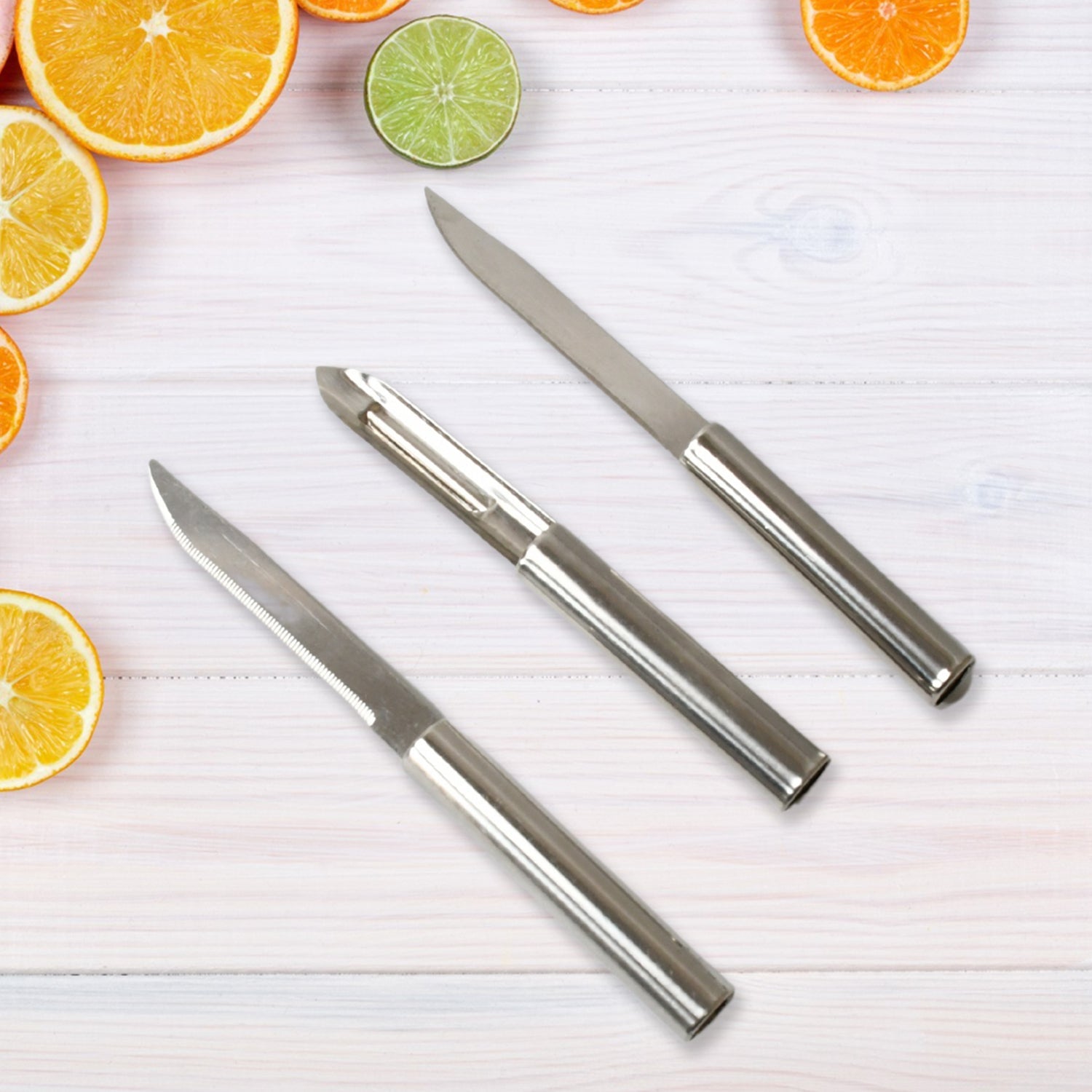 Stainless Steel Multipurpose Sharp Cutting Knife with Non-Slip Handle for Fruit, Meat and Vegetable Chopping (Pack Of 3) - Shopmania Wholesale