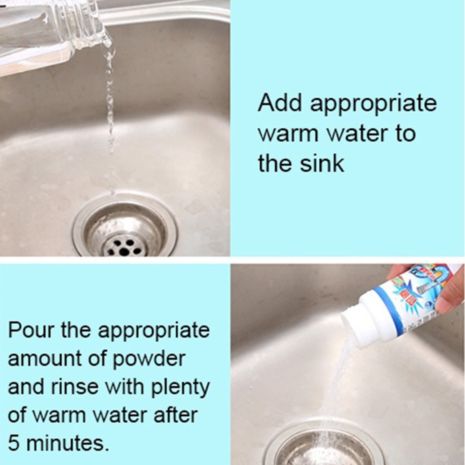 POWERFUL SINK AND DRAIN CLEANER, PORTABLE POWDER CLEANING TOOL SUPER CLOG REMOVER CHEMICAL POWDER AGENT your brand